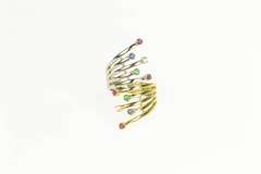 18K Yellow Gold Diamond Emerald Ruby Sapphire Fanned Bypass Ring