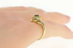 14K Yellow Gold Marquise Sapphire Diamond Halo Bypass Ring