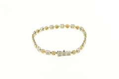 14K Yellow Gold 1.00 Ctw Diamond Two Tone Geometric Tennis Bracelet