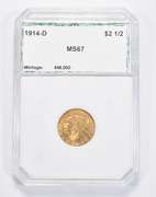 MS67 1914-D $2.50 Indian Head Gold Quarter Eagle - Graded PCI