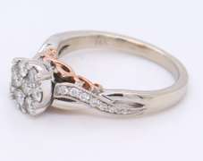 Sparkling White Gold Effy Diamond Halo Cluster Crossover Shank Ring