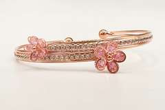 18kt Gold Plated Sterling Silver Gemstone Bangle Bracelet
