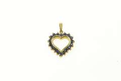 14K Yellow Gold Heart Sapphire Halo Love Symbol Classic Pendant