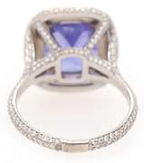 Magnificent White Gold Tanzanite in Double Halo Diamond Ring