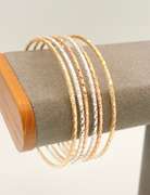18kt Gold Plated Bangle Bracelet Semanario Set of 6 !