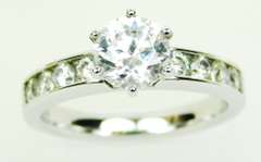 Fine Quality Sterling Cubic Zirconia Ring, Size 8.25