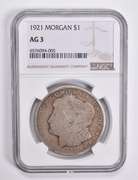 AG3 1921 Morgan Silver Dollar NGC Lowball Low Ball