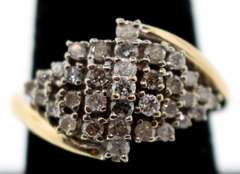 Tidal Cluster of Diamonds on 10k Gold Band