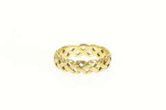 14K Yellow Gold 4.8mm Vintage Woven Lattice Pattern Band Ring