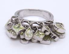 Vintage 925 Sterling Silver Gemstome Dangle Ring