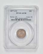 AU50 1877-CC Seated Liberty Dime - Graded PCGS