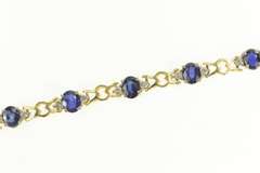 14K Yellow Gold 4.25 Ctw Sapphire Diamond Tennis Bracelet