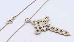 Vintage 925 Sterling Silver Marcasite Cross Pendant on Chain