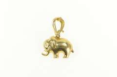 10K Yellow Gold Puffy Elephant Animal Strength Peace Symbol Pendant