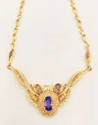 Gorgeous 14kt Yellow Gold, Tanzanite, & Diamond Necklace