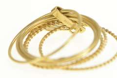 18K Yellow Gold I A Initial Heart Charm Layered Stacked Band Ring
