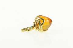 14K Yellow Gold Citrine Pear Tear Drop Blue Topaz Wavy Charm/Pendant