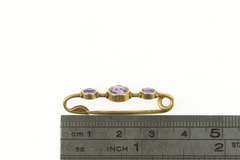 14K Yellow Gold Victorian Amethyst Inset Bar Antique Stick Pin