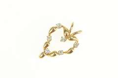 14K Yellow Gold Diamond Ornate Classic Heart Love Symbol Pendant