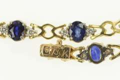 14K Yellow Gold 4.25 Ctw Sapphire Diamond Tennis Bracelet