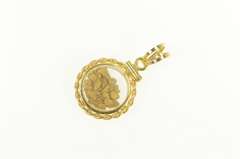14K Yellow Gold Rope Trim Gold Nugget Raw Pebble Capsule Charm/Pendant