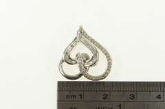 Sterling Silver Two Heart Curvy Diamond Love Symbol Pendant