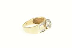 10K Yellow Gold Squared Diamond Cluster Vintage Statement Ring