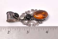 Amber Set in Sterling Pendant
