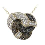 18k Gold over Sterling Silver Champagne Diamond, Black Diamond Accent & White Topaz Necklace