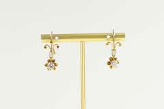 14K Yellow Gold 1.10 Ctw 1950's Diamond Gypsy Dangle Earrings