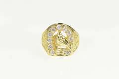 10K Yellow Gold Cubic Zirconia Horse Shoe Lucky Good Luck Pendant