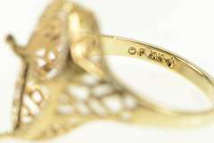 10K Yellow Gold Marquise Ornate Filigree Engagement Setting Ring