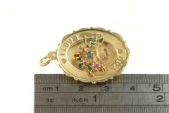 14K Yellow Gold 1960's I Love You Enamel Bouquet Basket Charm/Pendant