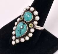 Turquoises Set In Sterling Ring