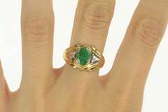 10K Yellow Gold Oval Natural Emerald Diamond Engagement Ring