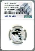 2019-S Proof .999 Fine Silver Pacific Historical Park Quarter in NGC PF70 Ultra Cameo