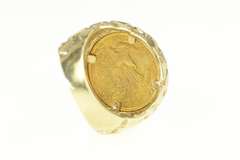 10K Yellow Gold 1993 1/10th Oz Half Eagle Gold Coin Nugget Ring