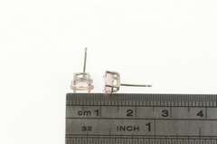 14K White Gold Oval Pink Topaz Solitaire Classic Stud Earrings
