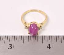 Gorgeous Star Ruby and Diamond Ring in 14K Yellow Gold