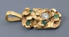 Lovely Nugget Pendant with Diamond & Emeralds