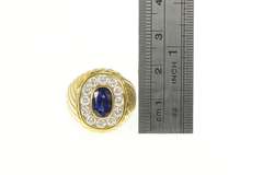 18K Yellow Gold 2.75 Ctw Natural Sapphire Diamond Halo Artisan Ring