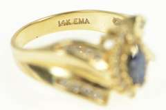 14K Yellow Gold 1.25 Ctw Marquise Sapphire Diamond Vintage Ring
