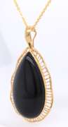 Gorgeous Black Onyx Pendant on Yellow Gold Chain