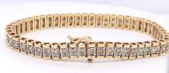 Majestic Yellow Gold approximate 4ctw Diamond Rolex Style Tennis Bracelet