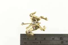 14K Yellow Gold Diamond Sapphire Ruby Carousel Horse Pendant