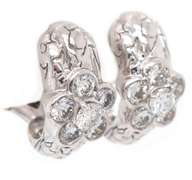 1.20ctw Round Diamond Flower J Hoop Earrings in 18K