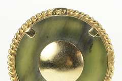 14K Yellow Gold 1960's Pisces Nephrite Astrology Zodiac Pendant/Pin