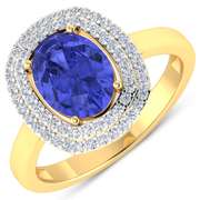 Brilliant 14 Kt Yellow Gold Tanzanite Diamond Ring