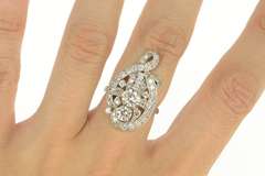 Platinum Art Deco 2.25 Ctw Diamond Freeform Statement Ring