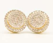 Flashy 14kt Solid Gold & 2.50+ Carat Diamond Stud Earrings